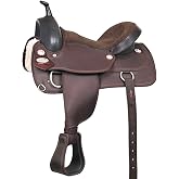HILASON Flex Tree Western Horse Trail PleasureIn American Leather Saddle Brown | for Horses