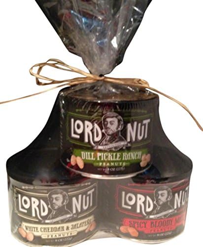 Lord Nut Levington Peanuts Kosher Variety Pack shrink wraped for Holiday gifts - White Cheddar Jalapeño, Dill Pickle Ranch &amp; Spicy Bloody Mary 8 oz each total 3 items