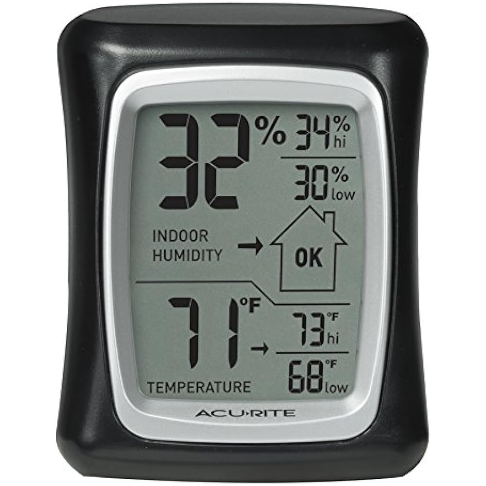 00325 Indoor Thermometer & Hygrometer W/ Humidity Gauge Black 0.3