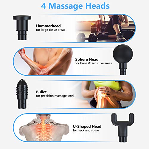 Dolamee Percussion Massage Gun, Professional Cordless Handheld Deep Tissue & Muscle Massager with 4 Speeds and Quiet Brushless Motor