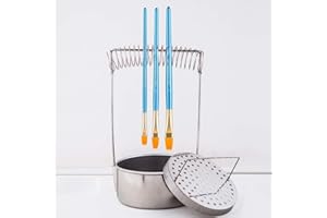 1PCS Portable Artist Brush Washer Stainless Steel Paint Brush Cleaner Bucket with Wash Filter Screen Holder Spring Paint