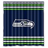 Custom NFL Deep Blue Seattle Seahawks Waterproof Polyester Shower Curtain 66x72
