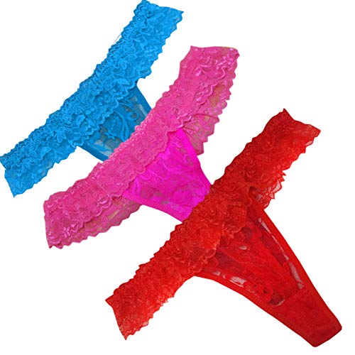 Women's Lace G-String Thongs Regular Fit Underwear (Pack of 3)