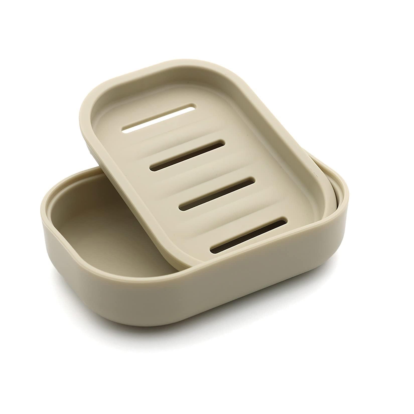 Uviviu Soap box,bar soap dishes,easy to drain (Khaki)