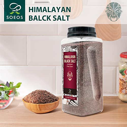 Soeos Himalayan Black Salt Fine Black Himalayan Salt, Natural Mineral Enriched, Great for Vegan