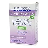 PureTouch Feminine Wipes NATURALS for Adults Individual Flushable Moist Wipes 144 Single-Use-Packets