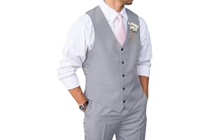 WANGYUE Mens Suit 2 Piece Slim Fit Suit for Men Vest Pants Suit Set for Wedding Groom Formal Business