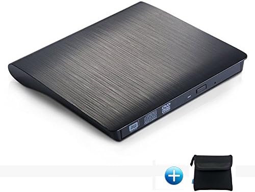Fyoung USB 3.0 Slimline External CD/DVD Drive with Protective Storage Bag, Portable DVD Writer/Burner for Mac, Macbook Pro Air iMAC , Laptops, Desktops etc. Black