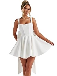ouhati Satin Short Corset Homecoming Dress
