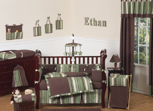 Sweet Jojo Designs Ethan Green and Brown Modern Boys Baby 