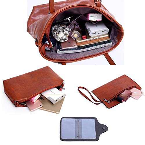 Womens Large Purses and Handbags Sets Leather Tote Shoulder Bags 4pcs (Y-Blue)