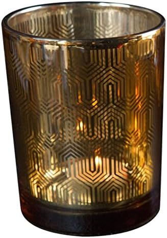 Mothology Art Deco Gold Candle Holder, Glass Metallic