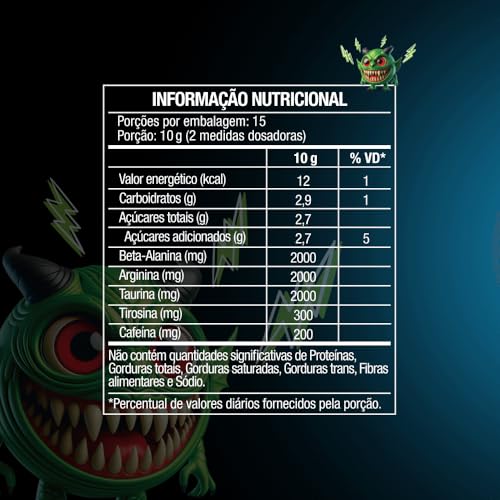 FTW Pré-Treino Diabo Verde - Energia Extrema, Força e Foco - Potência Hardcore com Cafeína, Beta-Alanina - Para Treinos Intensos - sabor: Arco Iris - Pote 150g