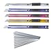 Fatmingo Snap Off Blades Auto-lock Slim Utility Knife 9mm with 10 Extra Replacements (Silver/Blue/Pink/Yellow Pack of 5)