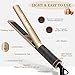Professional 2 in 1 Curling Iron Hair Straightener Tourmaline Ceramic Flat Iron for All Hair Types with Rotating Adjustable Temperature Fast High Heat 250℉-450℉, 1 Inch (Gold)thumb 1