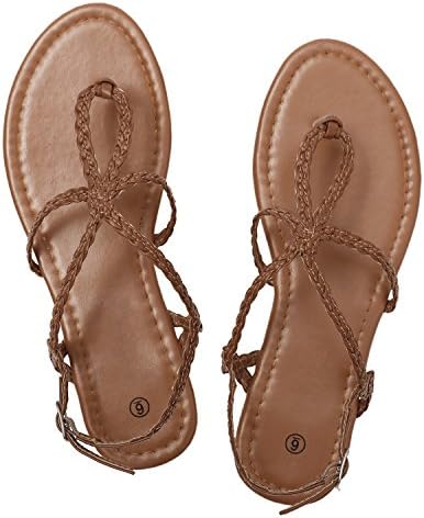 Rekayla Flat Sandals Braided Strap Tong Sandal for Women