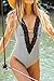 CUPSHE Women's Ladies Vintage Lace Bikini Set Beach Swimwear Bathing Suit One Piece Swimsuit, XXL Black White