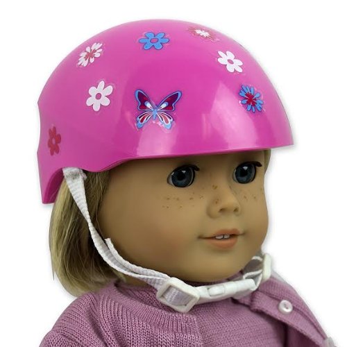 Pink Bike Helmet for American Girl & 18" Dolls Includes Doll Bicycle