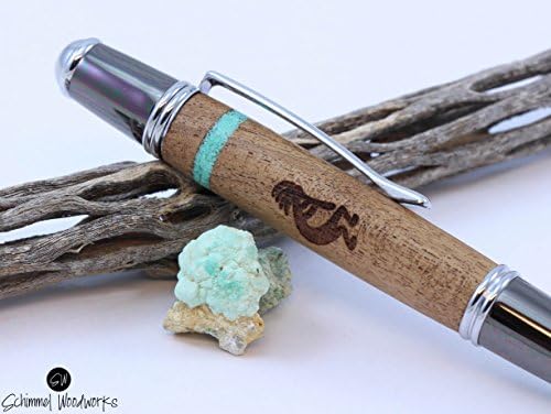 Handmade Schimmel Pen, Arizona Mesquite with Turquoise and a KOKOPELI wow. Great pen comes in gift box. Gun Metal & Chrome Componets