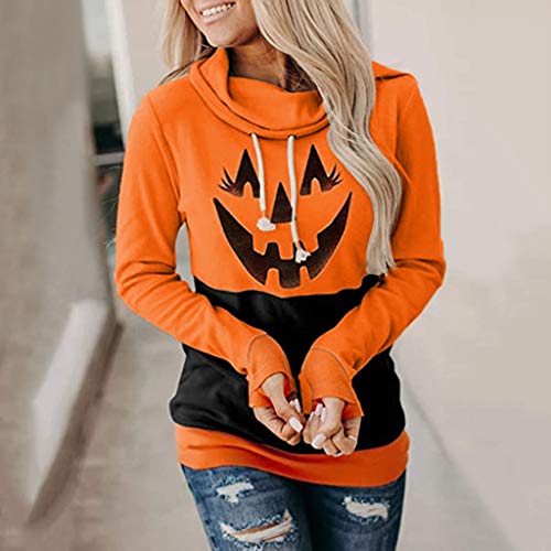 NOBOOK+H 【US Stock】 Halloween Women\'s Long Sleeve Funny Pumpkin Skeleton Hoodies Happy Halloween T Shirt Pumpkin Soul Ghost Cute Graphic Funny Long Sleeve Top