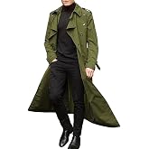 Maiyifu-GJ Men's Double Breasted Long Trench Coats Casual Lightweight Windproof Overcoat