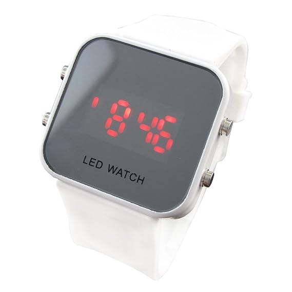 Unisex Mirror Dial LED Digital Sport Watch (White) Watches