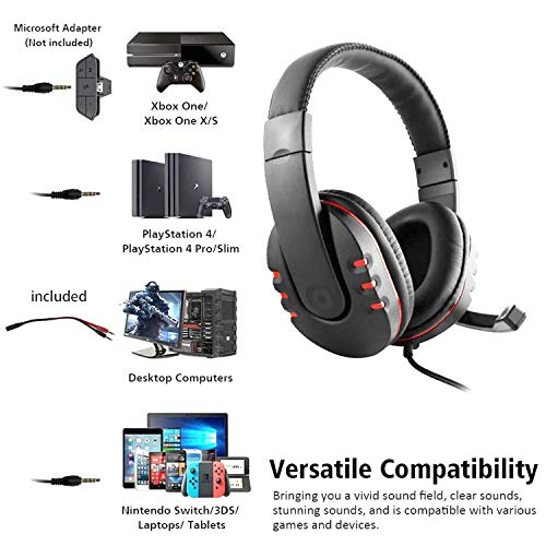 Zeion Gaming Headset Headphone with Microphone Replacement for PS4, PS5, Nintendo Switch