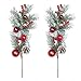 TINGOR 2 Pack Red Berry Stems Artificial Pine Picks for Christmas Tree Decorations, Christmas Flower Arrangements Wreaths, Garlandsand Holiday Decor, 19 Inches