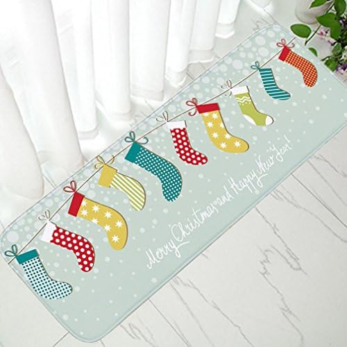 Misaky Home Contemporary Christmas Design Modern Soft Mat Rug with Non-Slip Backing, 40 W x 120cm L (# B)