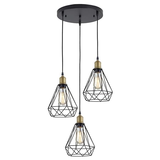 Konisk Industrial 3 Light Pendant Light Metal Wire Cage