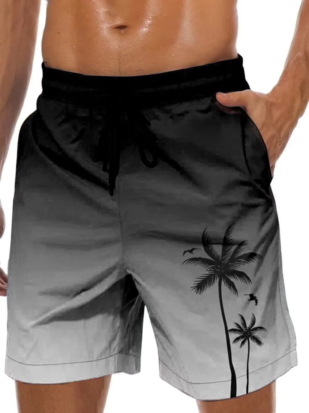 Lzzidou Men's Swim Trunks Quick Dry Hawaiian Board
