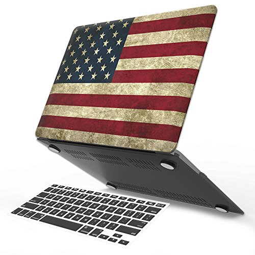 iBenzer Basic Soft-Touch Series Plastic Hard Case & Keyboard Cover for Apple Macbook Air 13-inch 13" A1369/1466 (US Flag)