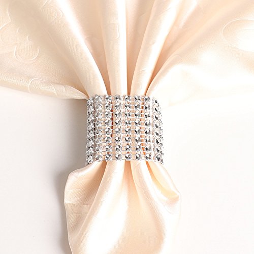 sexyrobot Rhinestone Napkin Rings Wedding Adornment, Napkin Holders for DIY Party Banquet Birthday, Silver (50PCS)