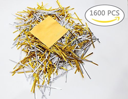 HAKDAY 1600 PCS Metallic Twist Ties,Silver and Gold