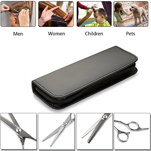 Hair Cutting Scissors/Shears and Barber Thinning/Salon Razor Edge Tools Set/Mustache Scissors with Fine Adjustment Screw Japanese Stainless Steel Kit-by Drift (Sliver-01)