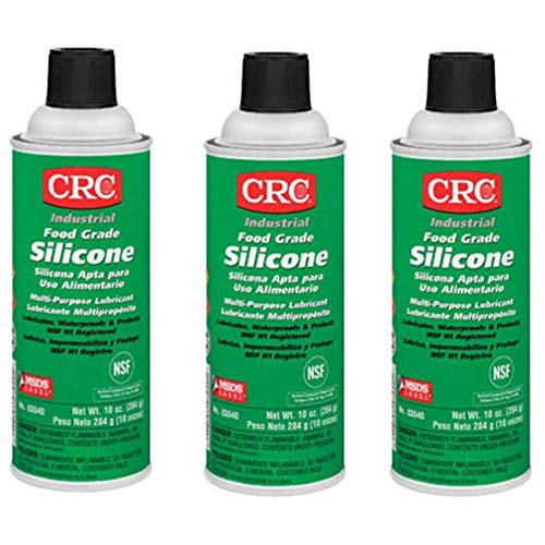 CRC 03040 Food Grade Silicone Lubricant, (Net Weight: 10 oz) 16oz Aerosol, Clear/White (3-Pac)