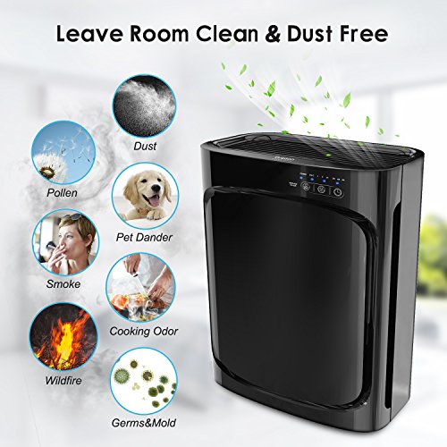 Oregon Scientific CF8410, HEPA Air Purifier, 3-in-1 Air Filter, Remove Dust, Smoke, Pollen, Mold w/ UVC Sanitizer, Medium, Black