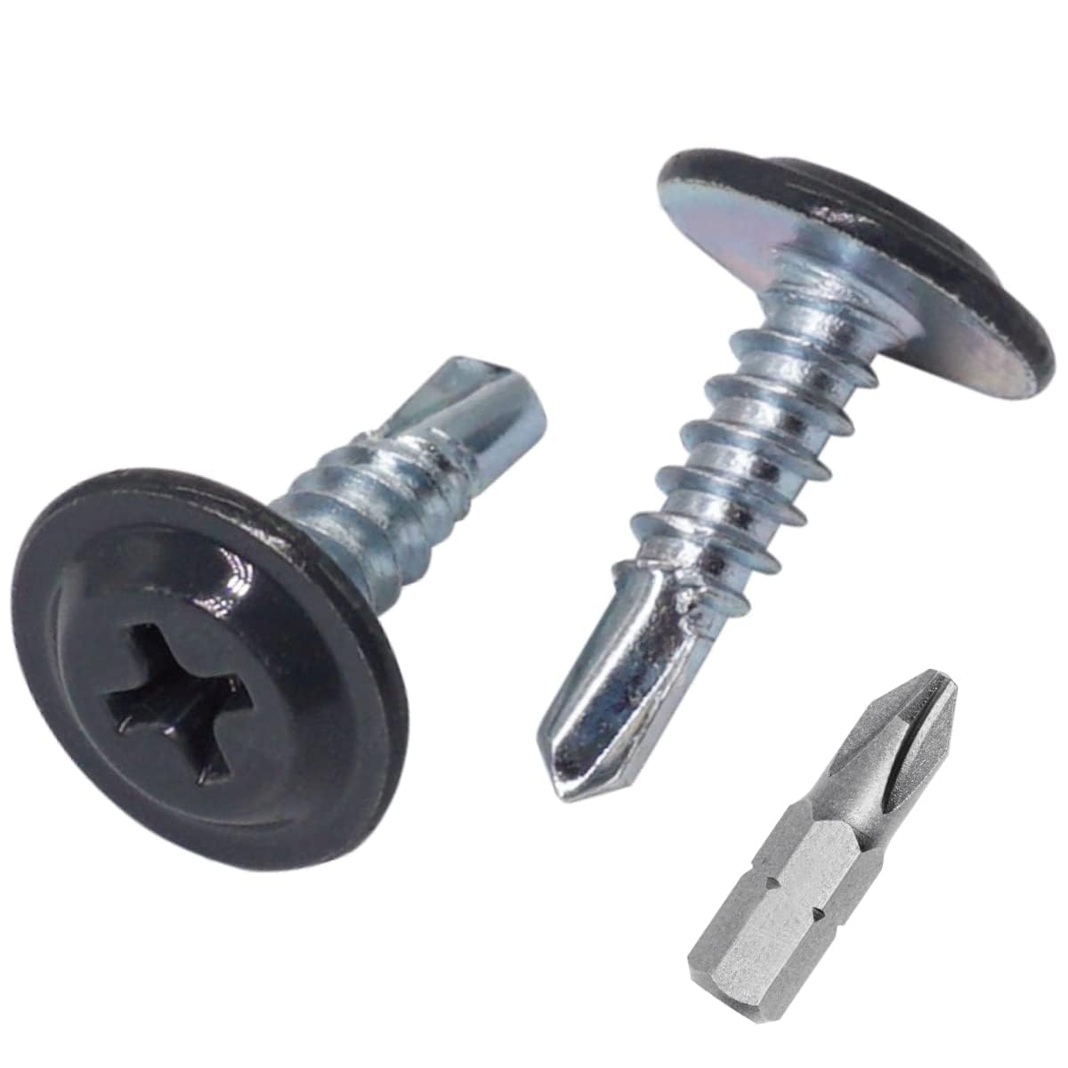 SKIR'CO (Pack of 400 pcs) Painted 4.2 x 16 mm Self Drilling Screws, Phillips Modified Truss Head, Sheet Metal Screw, Wafer Head (400, Anthracite Grey RAL 7016) — image 1