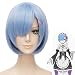 EZ2WORLD Re:Life in a different world from zero Ram Rem Short Blue Pink Hairs Cosplay Wigs (Blue)