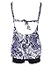 Hilor Women's Retro Pin UP Ruched Skirted Floral Swimdress SwimSuit Blue 22