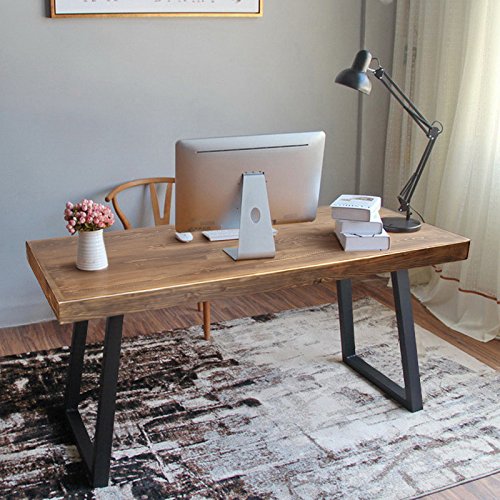 Tribesigns 55" Solid Wood Computer Desk Rustic Desks with HeavyDuty