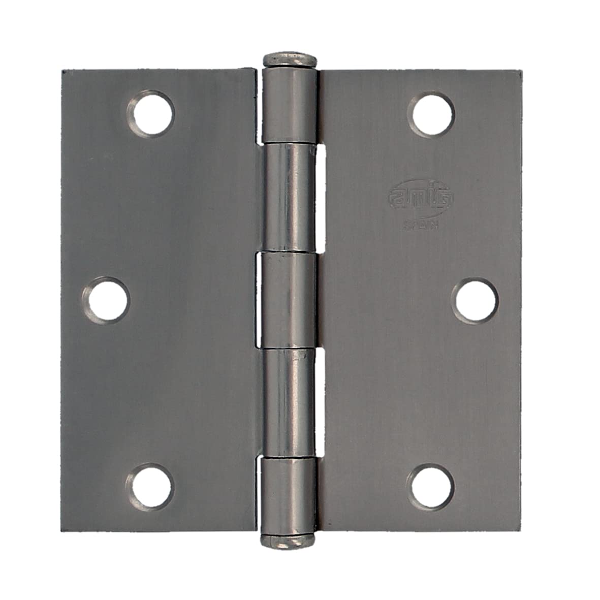 Amig - Security Hinge - 3'' x 3'' (76 x 76 x 1.6 mm) - Square Edges - Flat Finial - Holds Entry Doors Firmly - Matte Chrome Plated Steel