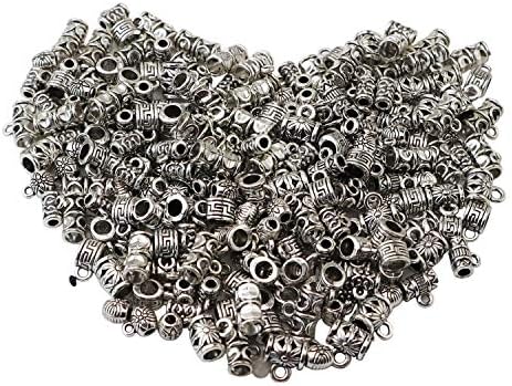 Aqueens bulk lots cute bracelets charms for jewelry making fairy silver metal necklace bangles pendants kawaii animals heart star bead charms, round spacer/antique tibetan silver bail/column spacer