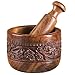 Rusticity® Indian Rosewood Antique Mortar & Pestle Mixing Grinder Set for Kitchen/Vintage Rustic Handcarved Spice & Herbs Crusher Bowl/Handmade Decorative Sheesham Manual Kharal Smasher, 4.0x4.0x4