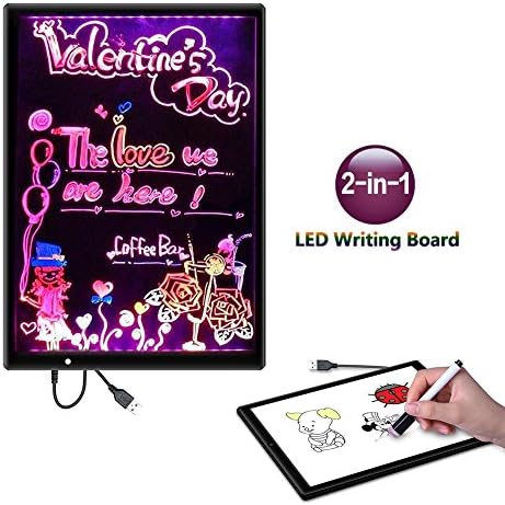 Henscoqi LED Message Writing Board 3 Colors Flashing Mode Erasable Toddler Doodle Board Portable Handwriting Notepad for Adults