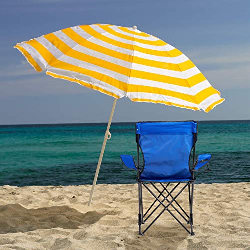 Relaxdays Campingstuhl mit Fußablage, faltbarer Anglerstuhl mit Getränkehalter & Armlehnen, Tragetasche, 120 kg, blau – Bild 4