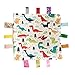 G-Tree Baby Comfort Blanket with Tag, Multi-Coloured Dinosaurs Tag, FOMUNI Taggy Blanket - Red Textured Underside