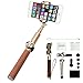 SOGOCOOL Self-Portrait Extendable Leather Selfie Stick with Tripod Stand and Bluetooth Remote Shutter for Smartphones, Gold