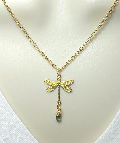 Dragonfly freedom blue sapphire necklace. Golden Dragonfly Necklace. Free Spirit Necklace. #HoneyBeMe