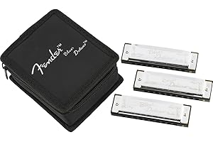 Fender Blues Deluxe Harmonica, Pack of 3 with case (Keys C,G,A)